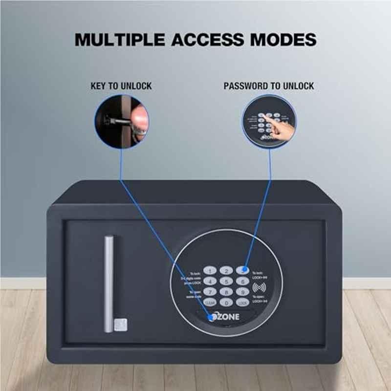 Ozone Jade Black 01 Digital Security (9.8 Litre) Electronic Safe Locker For Hotel With Pin Code & Key Access, Black - 6.4 Kg