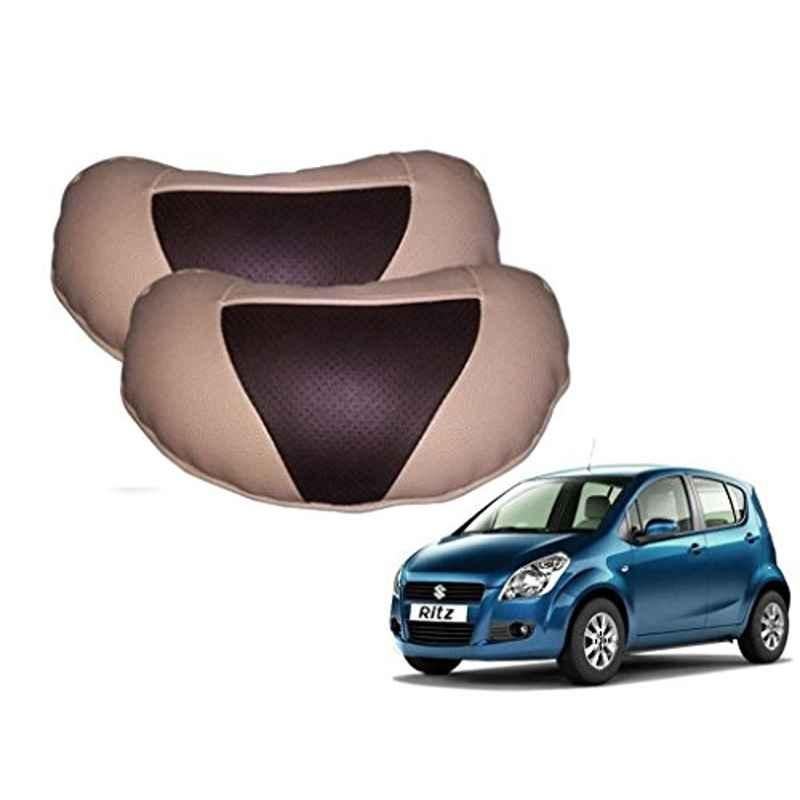 Kozdiko 2 Pcs Brown & Beige Neck Rest Set for Maruti Suzuki Ritz, koz_38824