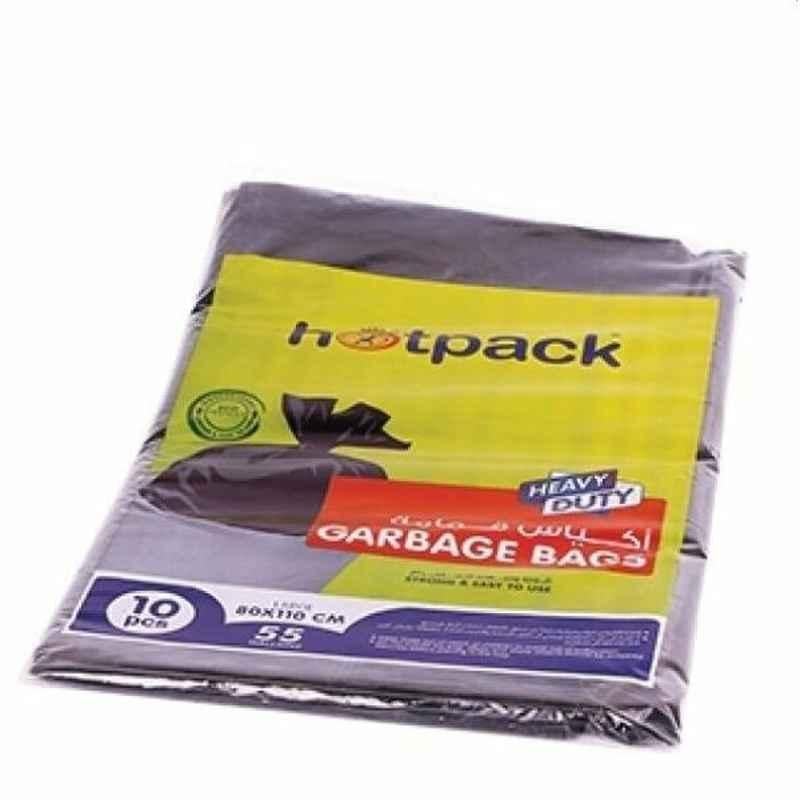 Hotpack Heavy Duty Garbage Bag, GH80110, 55 Gallon, L, 80x110cm, Black, 10 Pcs/Pack