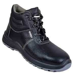 Coffer Safety M1013 High Ankle Leather Steel Toe Black Work Safety Shoes, Size: 10