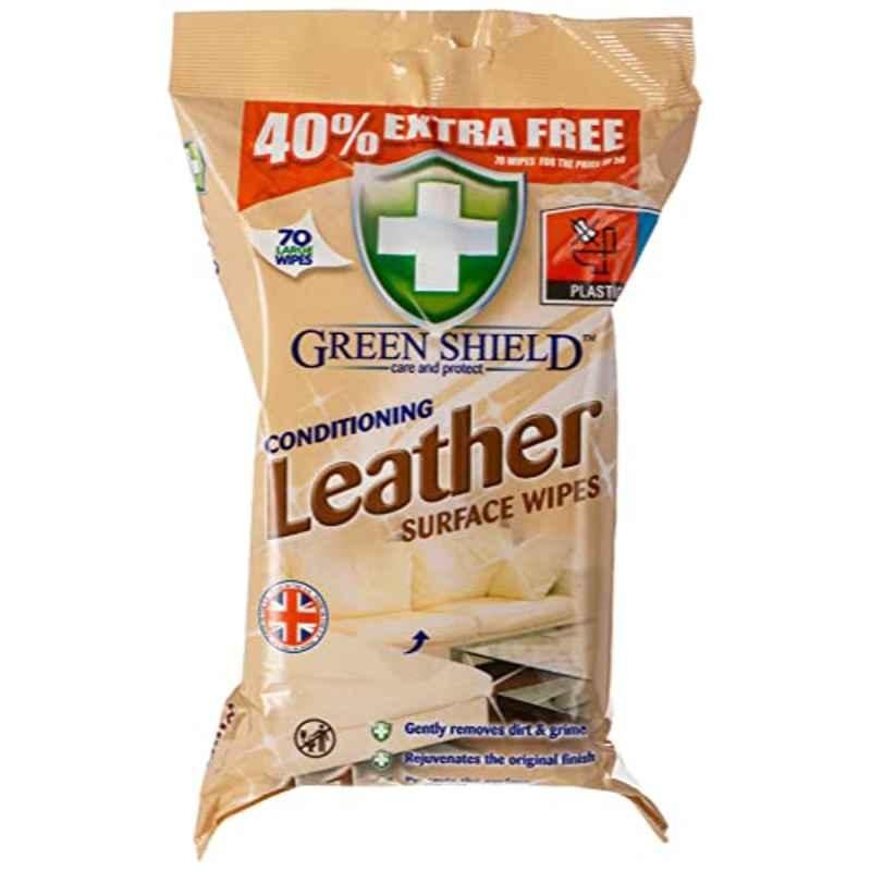 Green Shield 70 Sheets 4-in-1 Leather Surface Wipes, Size: Large