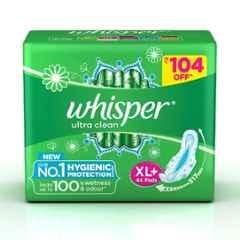 Whisper 44 Pcs White Cotton Disposable Bindazzz Sanitary Pad Packet, Size: XL+