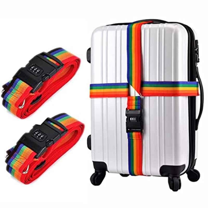 Rubik 150 inch Multicolour Adjustable Cross Luggage Strap with Password, RBLSCB150 (Pack of 2)