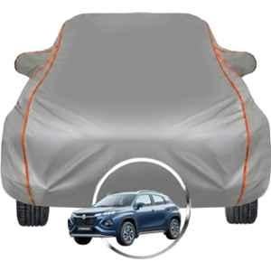 Allextreme Polyester Grey Piping Car Cover with Triple Stitched Reflective Piping for Maruti Nexa Fronx Fits All Model & Year, MS-FRONX-BLK