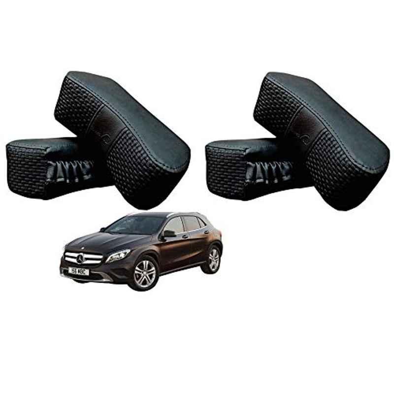 Kozdiko 4 Pcs CV Designer Black Leatherite Neck Rest Car Cushion Pillow Set for Mercedes Benz GLA-Class