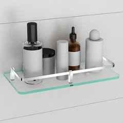 Plantex Premium Frosted Glass Wall Shelf for Bathroom/Bathroom Glass Shelf for Wall/Chrome 12x6 inch