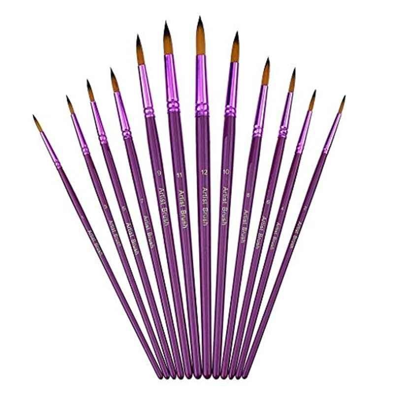 12 Pcs 18- 22.5cm Purple Fine Paint Brush Set