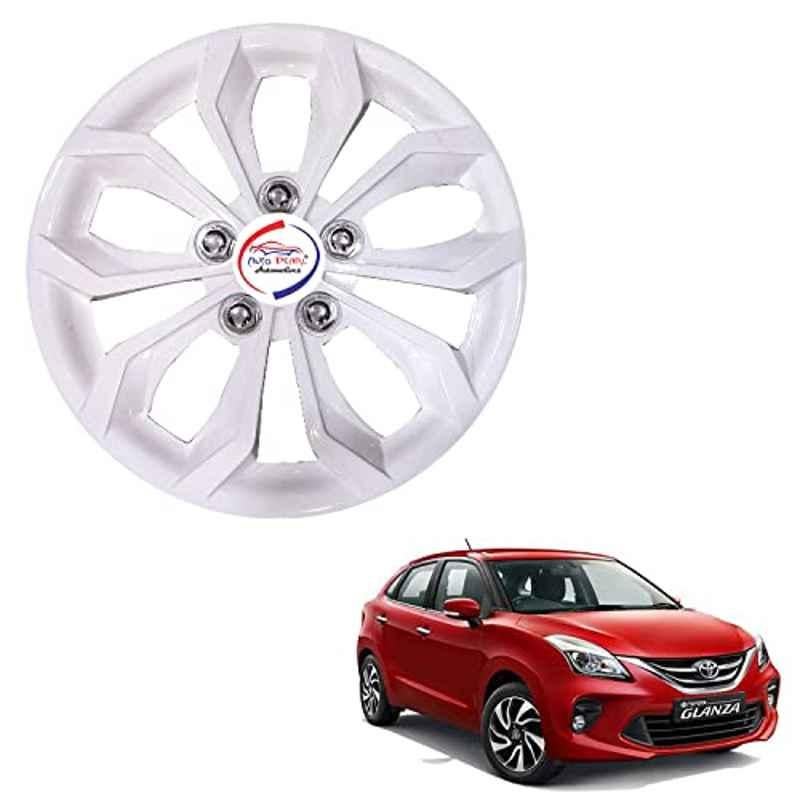 Auto Pearl 4 Pcs 15 inch ABS Pearl White BBR38 Hubcap Wheel Cover Set with Retention Ring for Toyota Glanza