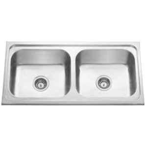 Crocodile 37x18x8 inch Glossy Finish Stainless Steel Double Bowl Kitchen Sink