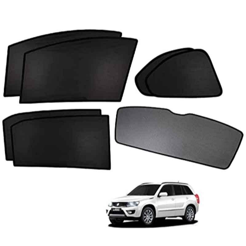 Kozdiko 5 Pcs Polyester Black Non Magnetic Window & Rear Sun Shades Set for Maruti Suzuki Grand Vitara