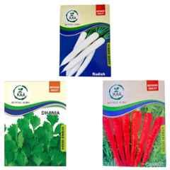 Kuntal Agro 60g 3-in-1 Carrot , Radish & Dhaniya Hybrid Vegetable Seeds Set