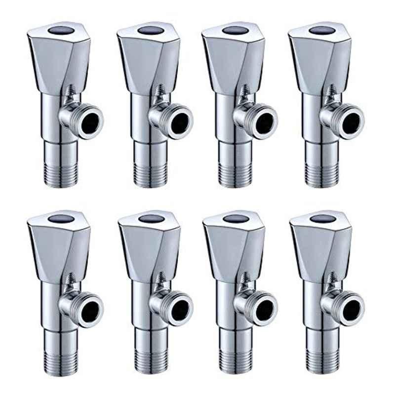 ZAP Hexa Brass Chrome Finish Angle Cock Valve with Wall Flange (Pack of 8)