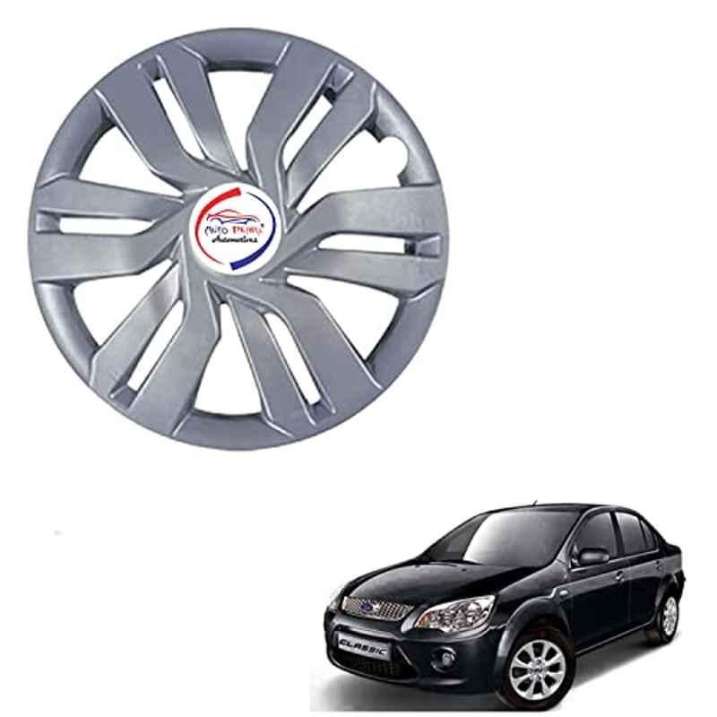 Auto Pearl 4 Pcs 14 inch ABS Press Type Hubcap Wheel Cover Set with Retention Ring for Ford Fiesta Classic SLVR02
