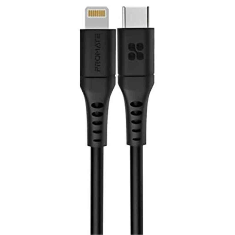 Promate PowerLink-300 300cm Silicone Black USB-C to Lightning Fast Charging Cable