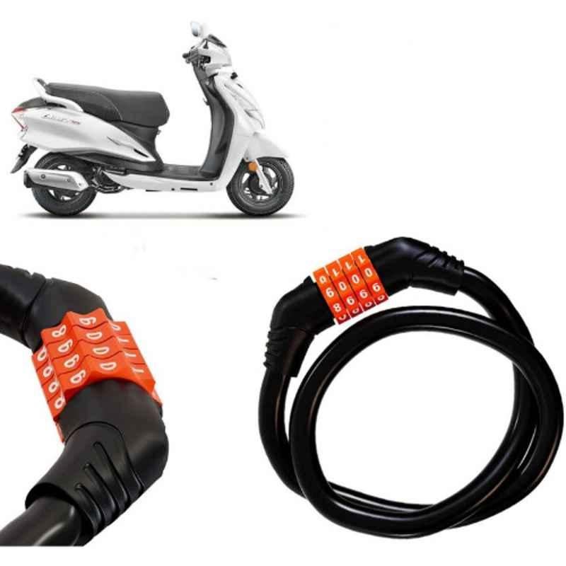 Auto Pearl Black & Orange 4 Digit Anti-Theft Combination Number Lock for Duet 125 CC BS6