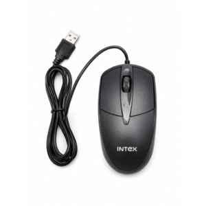 Intex Eco-6 Plus Black Wired USB Optical Mouse with High-Precision 1200 DPI Optical Tracking, Silent Click, Plug & Play