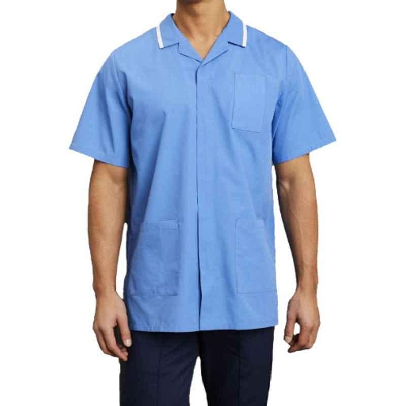 Superb Uniforms Polyester & Viscose Sky Blue Medical Tunic for Men, SUW/Sky/MMT01, Size: L