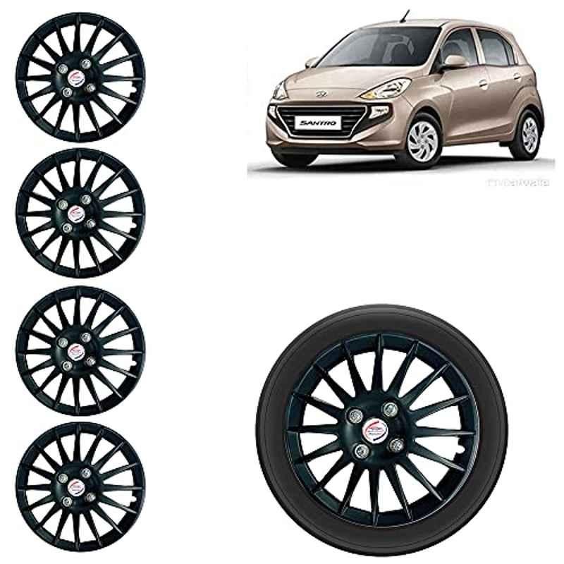 Auto Pearl 4 Pcs 14 inch ABS Black Car Wheel Cover Set for Hyundai Santro 18 Sports Asta
