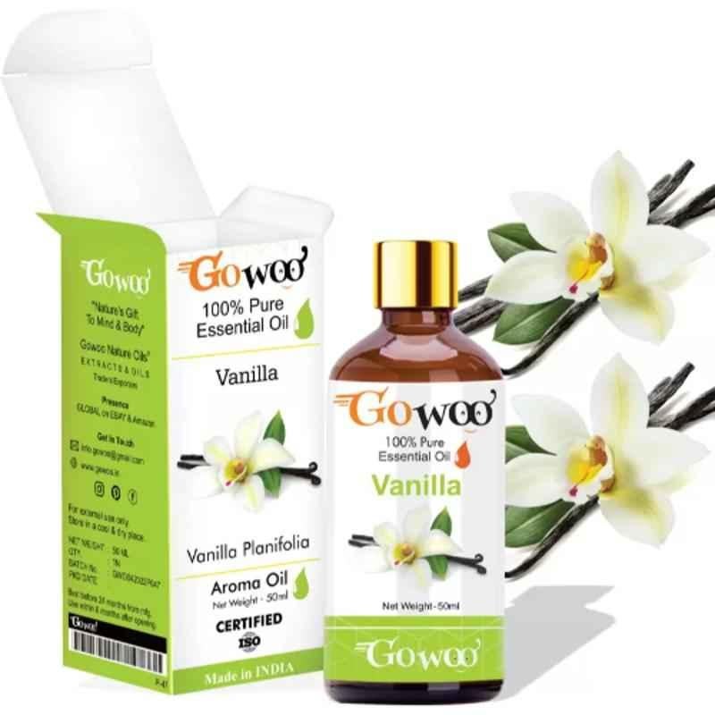 GoWoo 50ml Virgin & Therapeutic Grade Aromatherapy Vanilla Oil for Hair Care & Skin Care, GoWoo-P-154