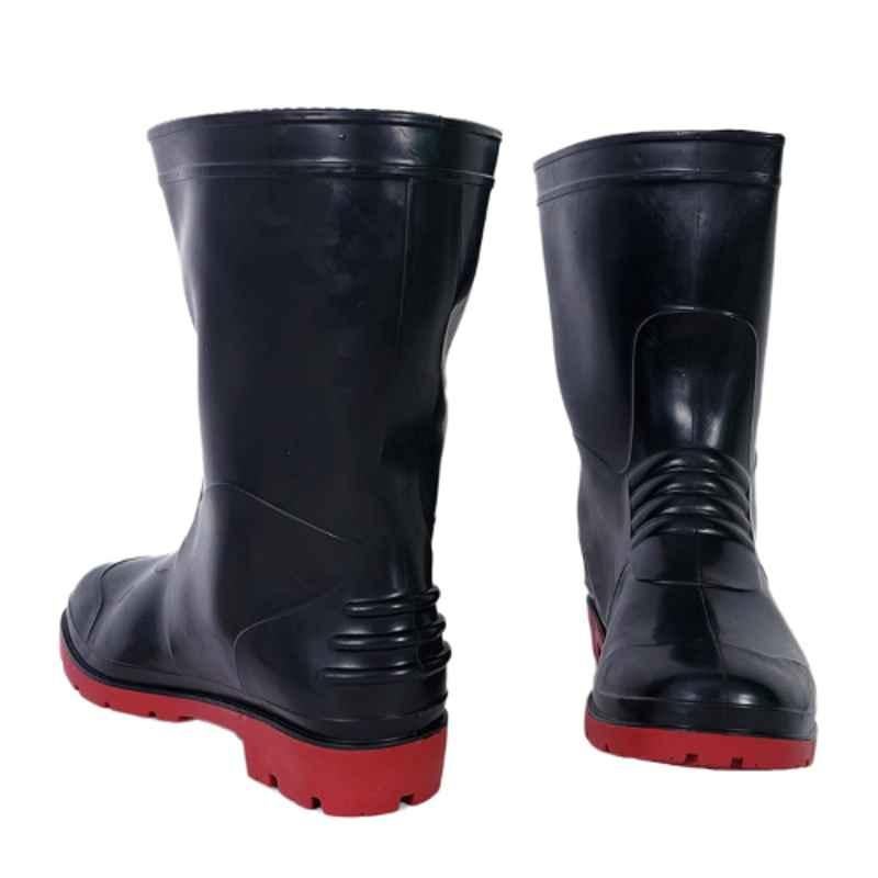 Fortune Robot 11 inch PVC Black Safety Work Gumboots, Size: 6