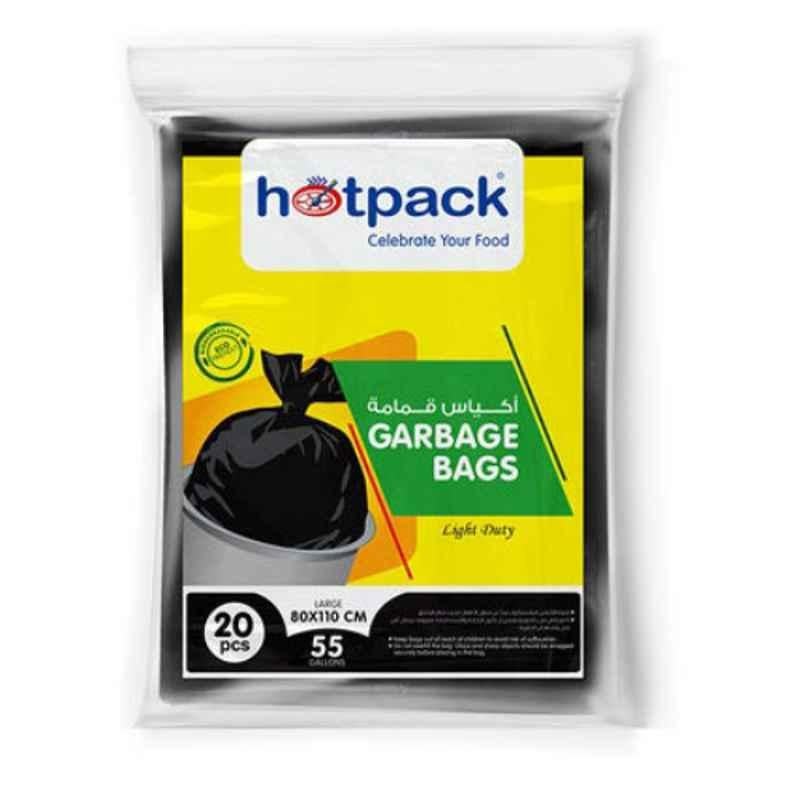 Hotpack 55 Gallon 80x110cm Black Garbage Bag, G80110-PKT (Pack of 20)