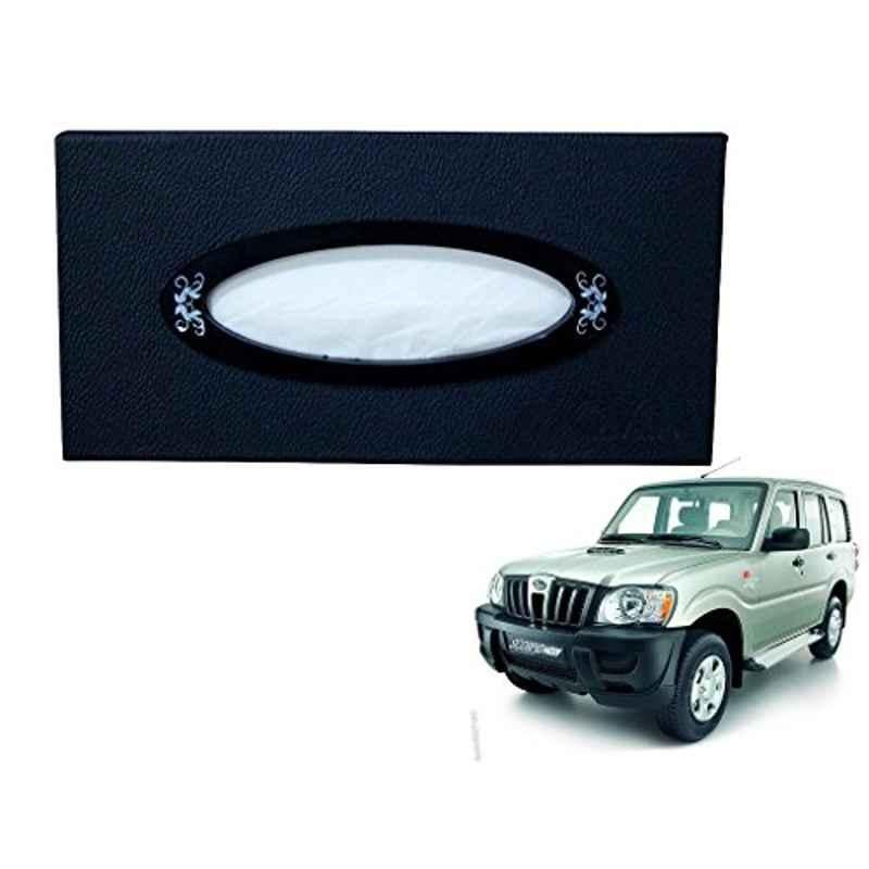Kozdiko 100 Pulls PU Leather Grey Car Tissue Paper Box with 200 Sheets for Mahindra Scorpio Old