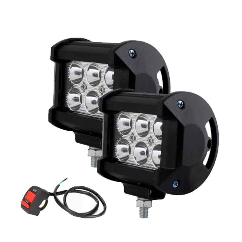 AllExtreme EX6L2WS 2 Pcs 18W 6 LED White & Yellow Waterproof Fog Light Pod Set with On/Off Switch