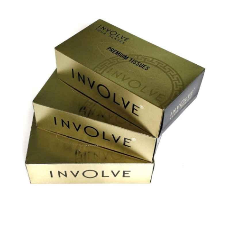 Involve 100 Pcs 2 Ply Gold Scented Tissue Box, ITB01 (Pack of 3)