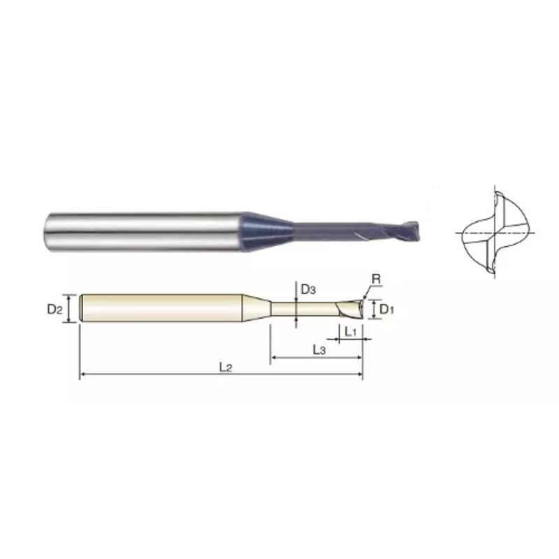 YG-1 45mm 2 Flute Carbide End Mill with Corner Radius for RIB Processing, EM8A1915