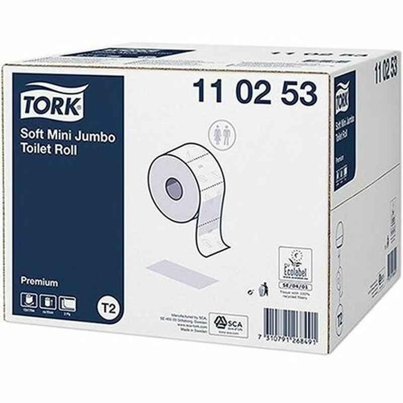Tork Toilet Roll, 2 Ply, Mini Jumbo, 12 Roll/Pack
