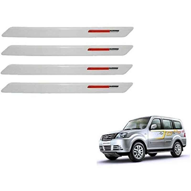 Kozdiko 4 Pcs White & Red Designer Car Bumper Protector Set for Tata Sumo Grande, KOZ-65690