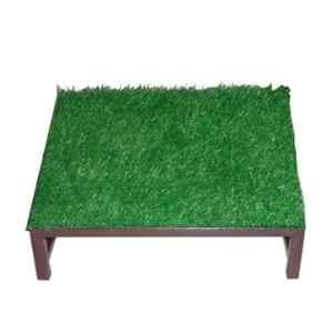 Sanushaa Metal Dark Brown Office Foot Rest with Artificial Grass, S-142