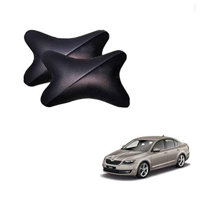 Kozdiko 2 Pcs Memory Foam Grey & Black Car Neck Rest Cushion Pillow Set for Skoda Octavia (2013-Present)