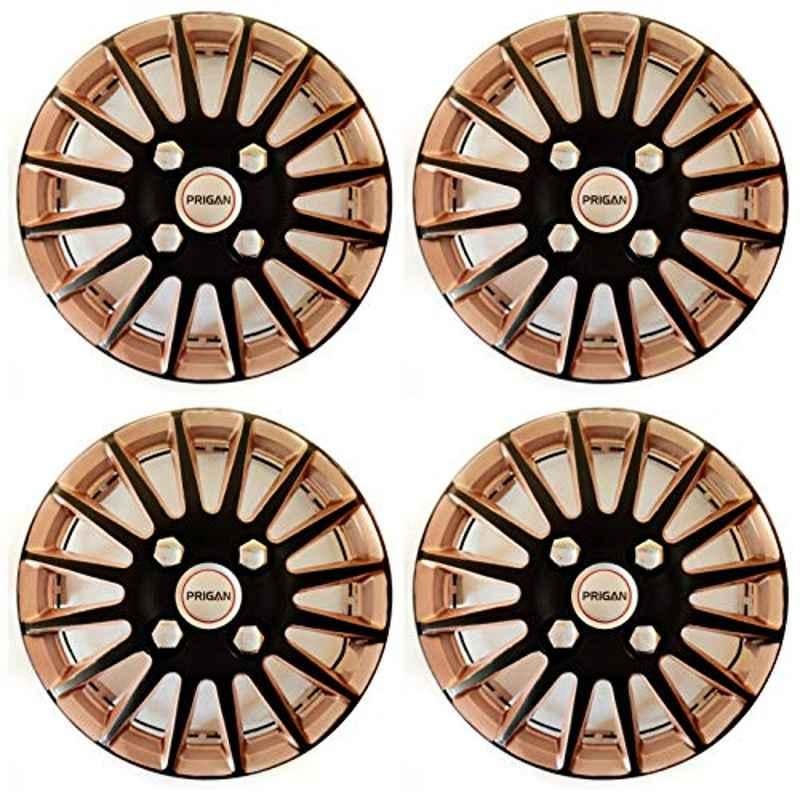 Prigan 4 Pcs 14 inch Polypropylene Black & Copper Wheel Cover Set for TATA Tiago XT & XZ Model, Camry1-Copper-14-Tiago