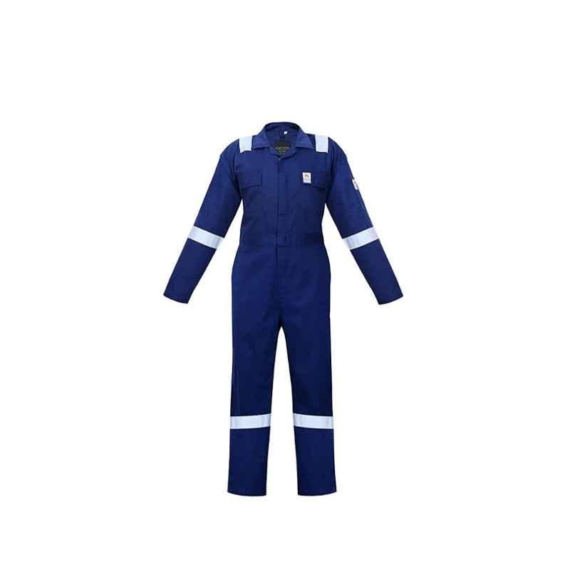 RedStar 240-250 GSM 900g Navy Blue Cotton Fire Resistant Coverall, Size: 4XL