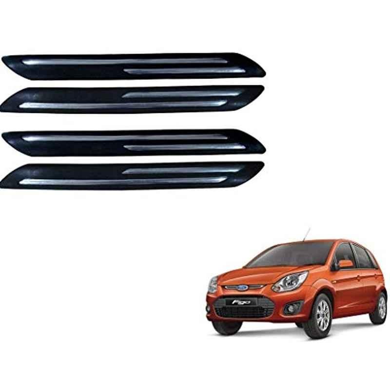Kozdiko 4 Pcs Double Chrome Bumper Protector Black Set for Ford Figo