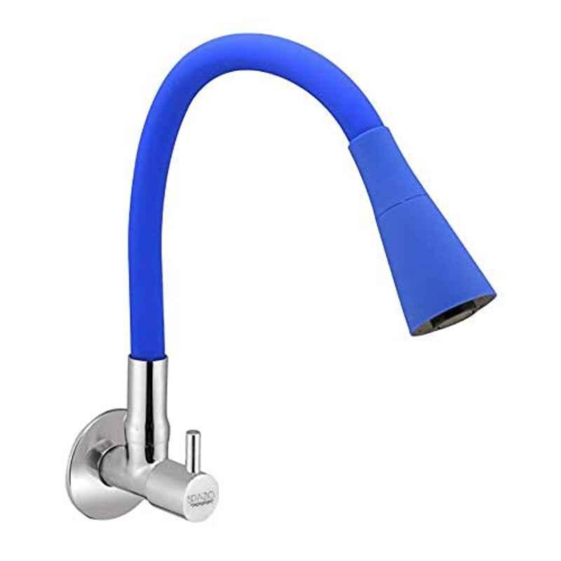 Spazio Brass Chrome Finish 360 deg Solo Flexo Smartbuy Flexible Blue Sink Faucet