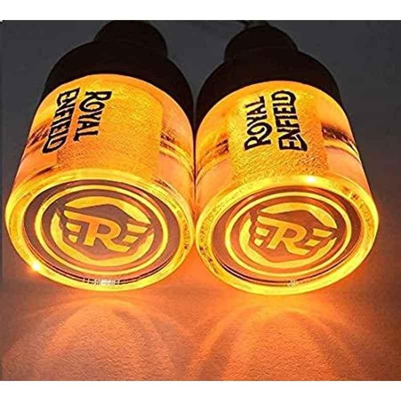 AOW Handle Bar End Dual Led Bike Turn Crystal Side Indicator Light Yellow & White for All Royal Enfield Models T-6