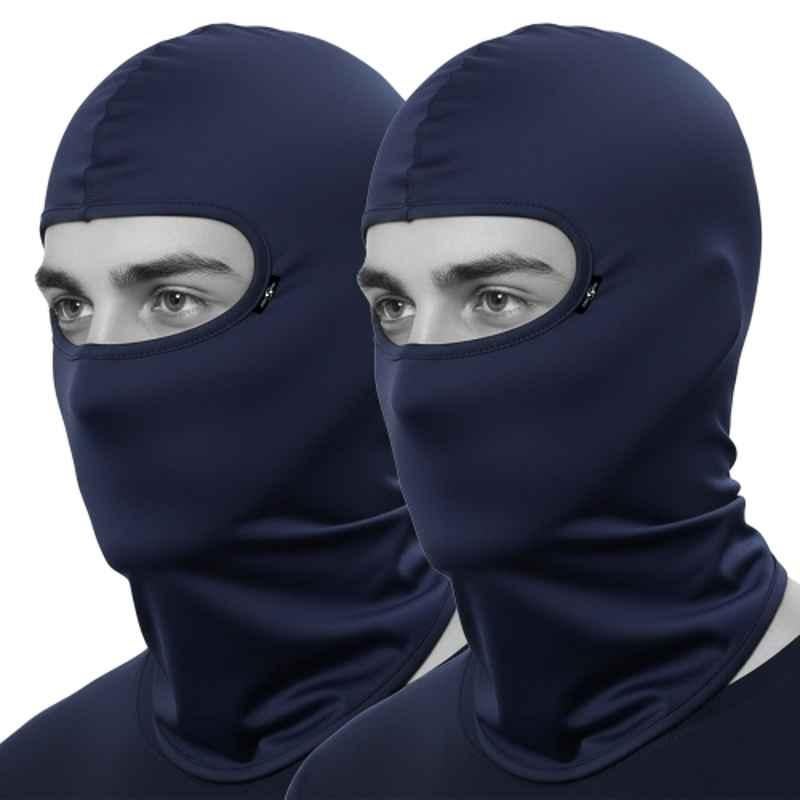 Kingsway Premium Cool Pass 4 Way Stretch Lycra Navy Blue Balaclava Face Mask for Bikers (Pack of 2)