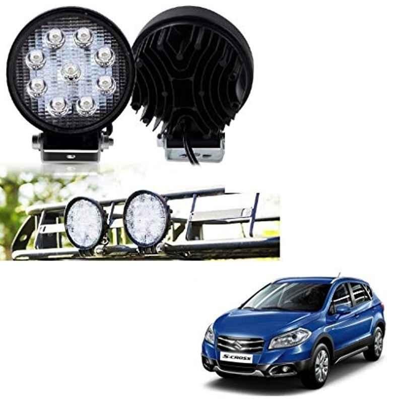 Kozdiko 2 Pcs 27W 4 inch 9 LED Waterproof Round White Fog Light Set with Mounting Brackets for Maruti Suzuki S-Cross, kozd_19977