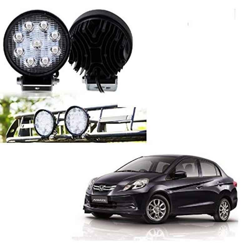 Kozdiko 2 Pcs 27W 4 inch 9 LED Waterproof Round White Fog Light Set with Mounting Brackets for Honda Amaze, kozd_19944