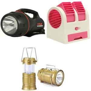 Combo of Homepro LED Solar Emergency Lantern with Homepro Mini Portable Air Cooler & VOX VOX8000 5W Flashlight Torch