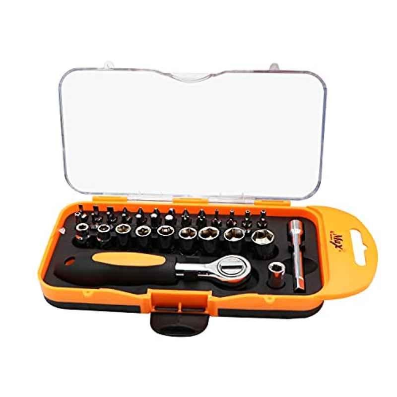 Max Germany 38 Pcs CrV Steel Plated Ratchet Precision Socket & Bit Tool Set, MC-8818