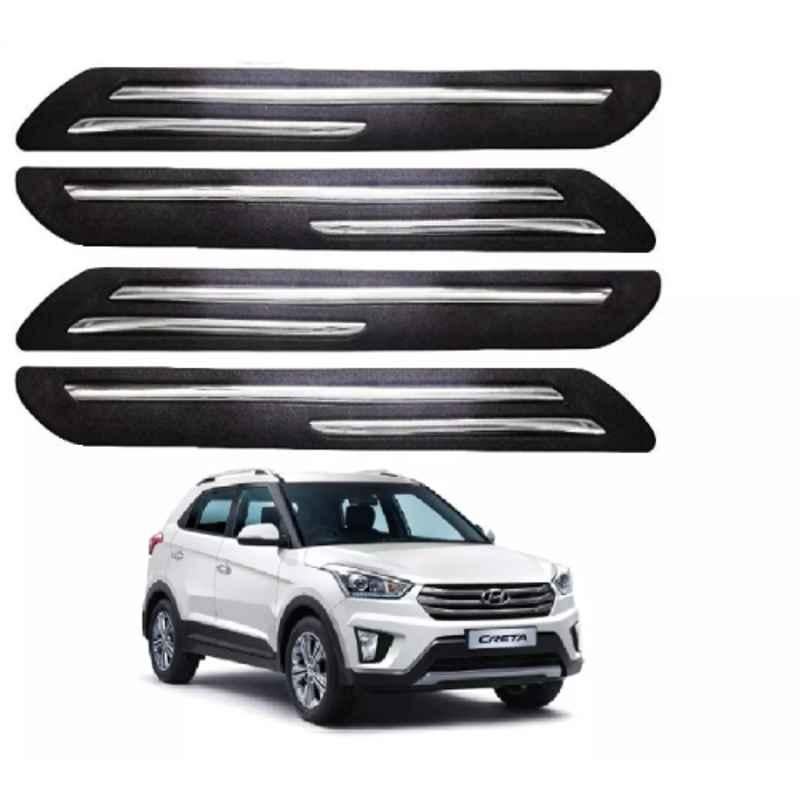 Sca Rubber Car Side Bumper Protector Guard with Double Chrome Strip for Hyundai Creta Type1 All Model Black Set Of 4, SCA-VGS5KW