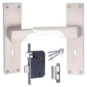 ATOM 230mm Zinc Silver Satin Finish Mortise Door Lock Set, MH-O55-KY-SS
