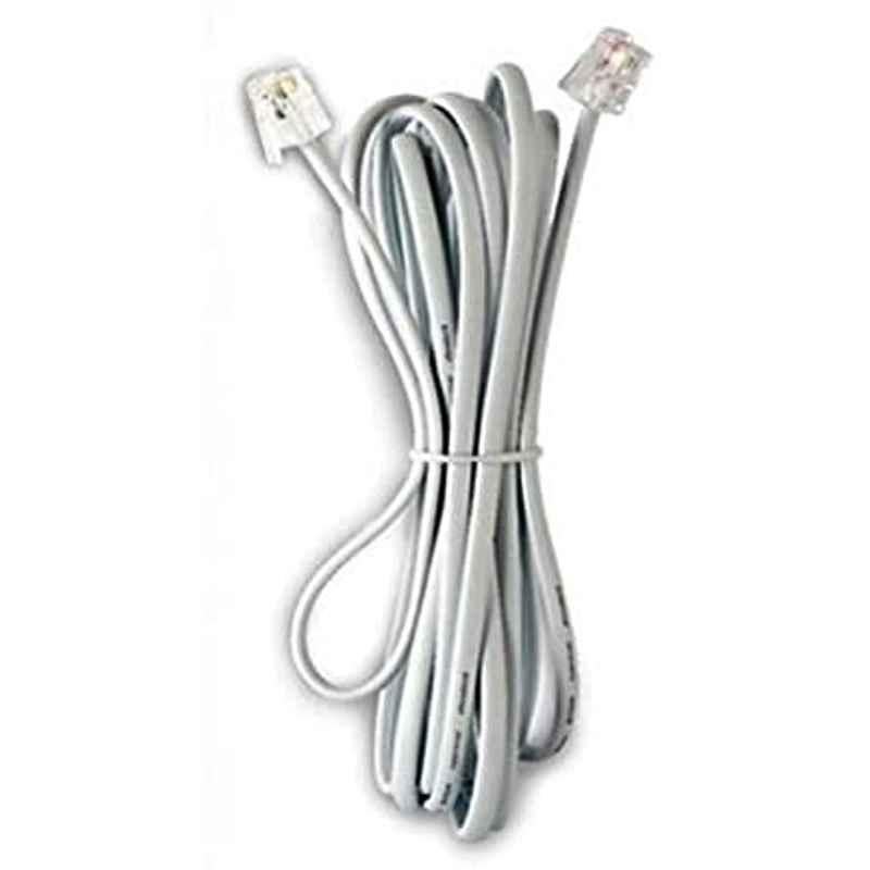 Abbasali 3m White US Type Telephone Extension Cord Rj-11 Male Plug With 4 Core Telephone Cable