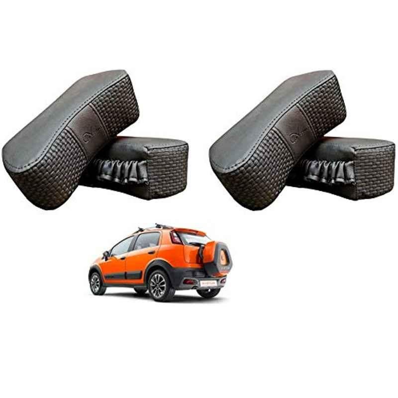 Kozdiko 4 Pcs CV Designer Grey Leatherite Neck Rest Car Cushion Pillow Set for Fiat Avventura