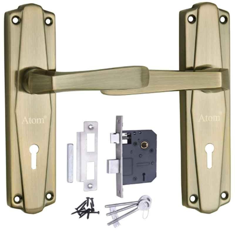 ATOM 7 inch Brass & Iron Brass Antique Finish Mortise Door Lock Set, MH-608-KY-BA