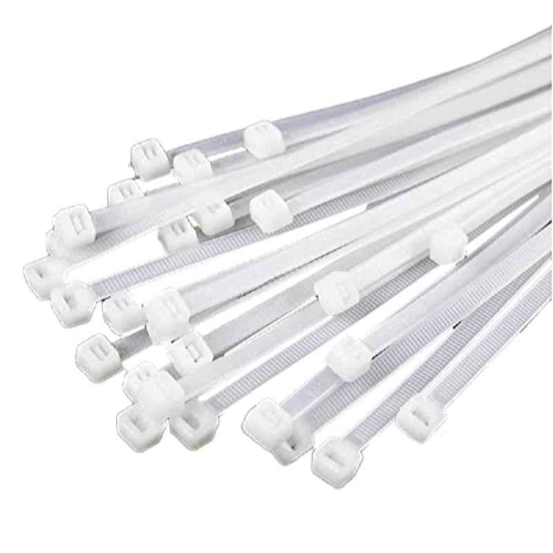 300x4mm Nylon White Zip Cable Ties (Pack of 100)