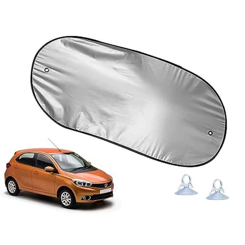 Auto Pearl Polyester Black & Silver Rear Window Sun Shade Curtain with Storage Pouch for Tata Tiago 2016-2018 XT & XZ